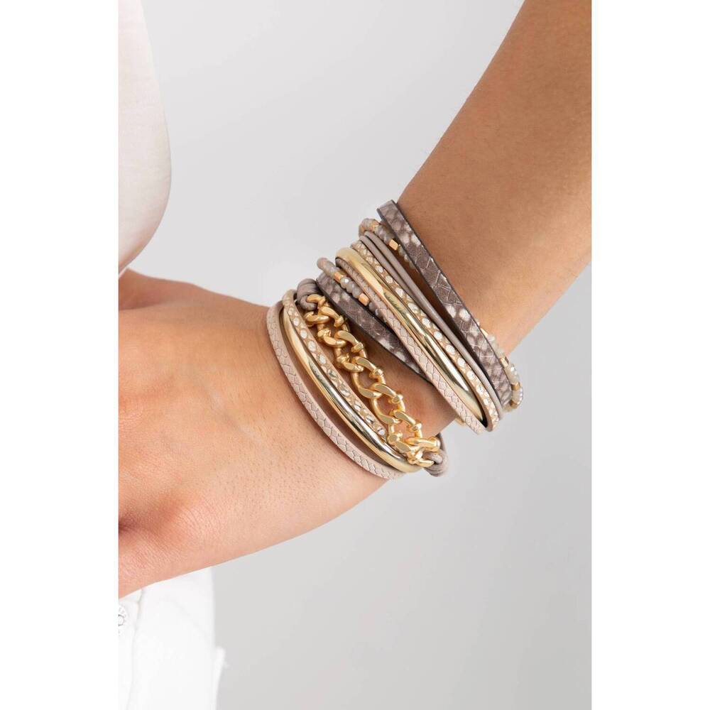 NEW SAACHI women's jule chunky chain leather bracelet in bronze